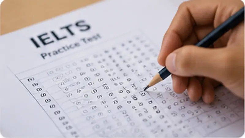 IELTS mock-test practice as part of focused exam preparation in Trivandrum