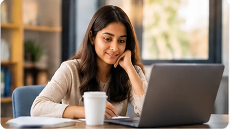 IELTS student practising with a laptop during preparation in Trivandrum